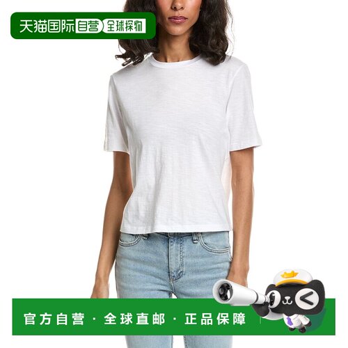 自营theory理论作物男友t恤-白色 美国奥莱直发