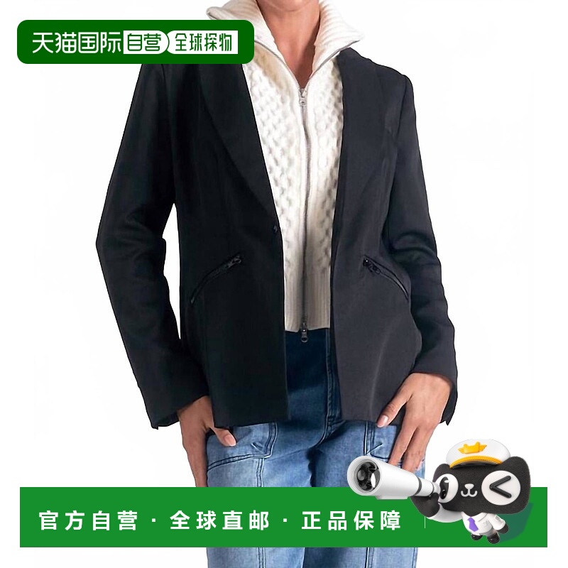 自营elanLong Sleeve Sweater Blazer In Black/cream - black/cr