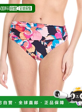 自营La Blanca Mid-Waist Overlap Sash Bikini Bottom - blue 美