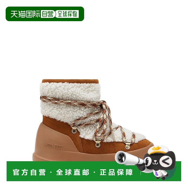 自营moon bootLace-Up Shearling Boots With Cow Suede Accents