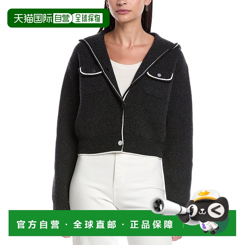 自营 theory理论羊毛和羊绒混纺开衫-黑色 美国奥莱直发