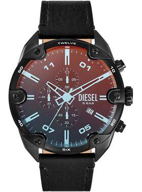 自营Diesel Men's Spiked 49mm Quartz Watch - black 美国奥莱直