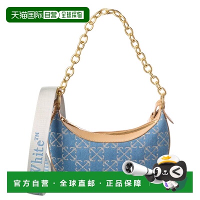 自营Off-White Hemisphere Denim & Leather Shoulder Bag - blue