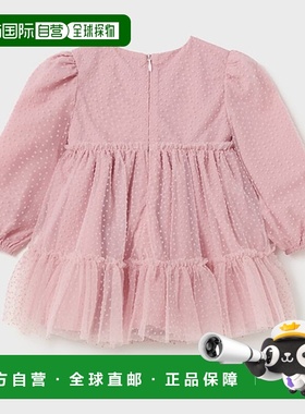 自营mayoral粉红玫瑰荷叶边连衣裙 - 粉色 美国奥莱直发