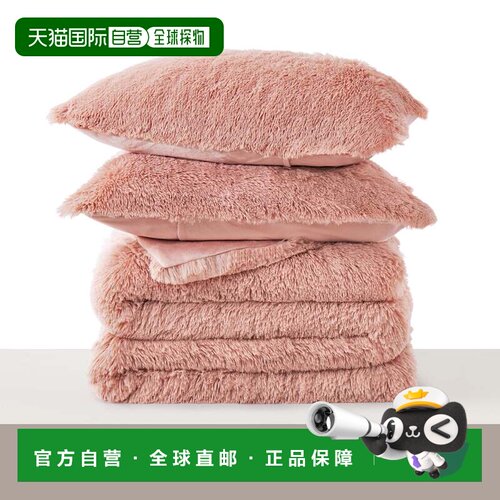 自营puredown3 件套人造毛皮被子套装 - 粉色 美国奥莱直发