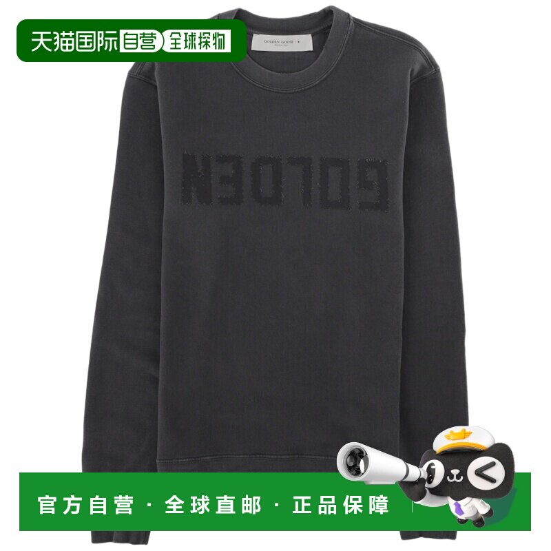 自营golden goose常规合身色调纯棉运动衫-黑色 美国奥莱直发卫衣