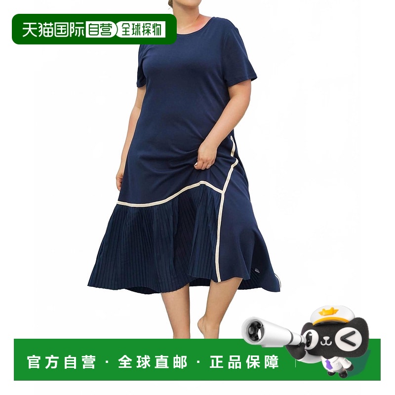 自营 johRowan Pointe针织褶皱连衣裙-加大码海军蓝-海军蓝 美国