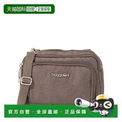 自营 baggallini三拉链小型敞篷斜挎包-深棕色传统 美国奥莱直发