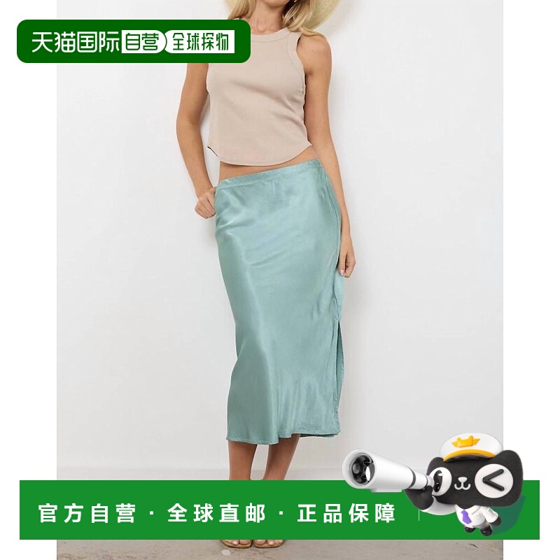 自营 lamadeDorit Silky Slip Skirt In Desert Sage - desert sa