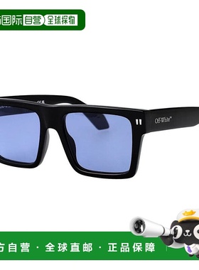 自营 off-white米白色方形全边太阳镜，黑色镜架和蓝色镜片Oeri10