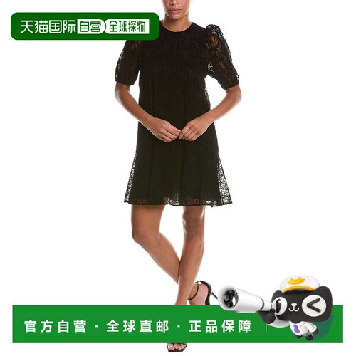 自营Jude Connally Harper植绒蕾丝连衣裙-黑色 美国奥莱直发