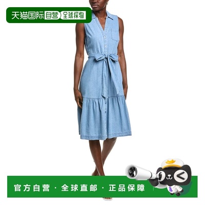 自营Jones New York Belted Chambray Shirtdress - blue 美国奥
