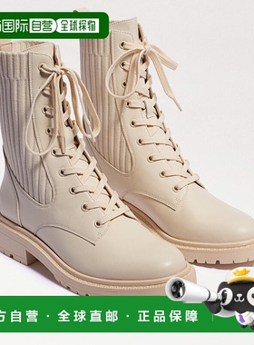 自营 Sam Edelman Lydell女式象牙色皮革圆头战斗靴JOBB271-白色