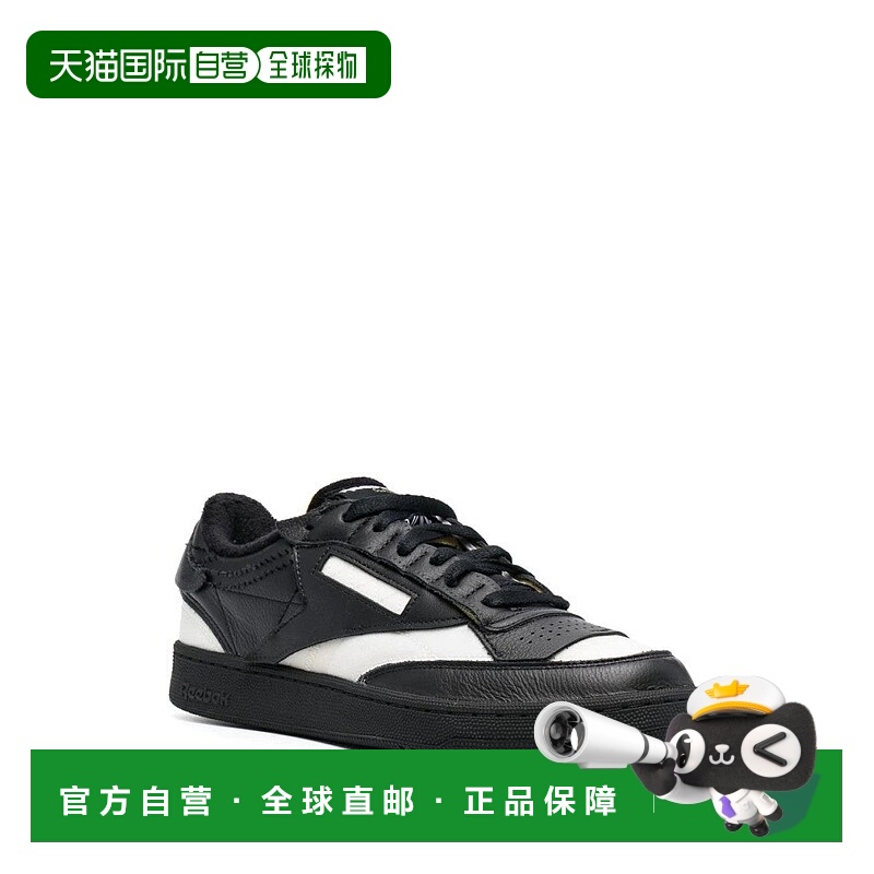 自营maison margielaLow-Top Black Leather Sneakers With Minim