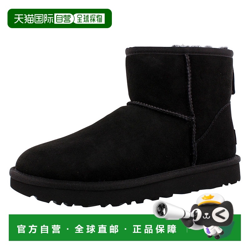 自营 Ugg女士短靴黑色毛绒衬里保暖橡胶防滑休闲舒适雪地靴