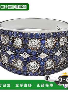自营 Suzy Levian 纯银打造蓝色蓝宝石马赛克戒指 - 蓝色 美国奥