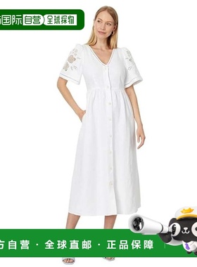 自营Madewell Cassie Midi Dress Women's White Eyelet Embroide