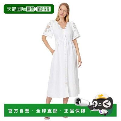 自营Madewell Cassie Midi Dress Women's White Eyelet Embroide