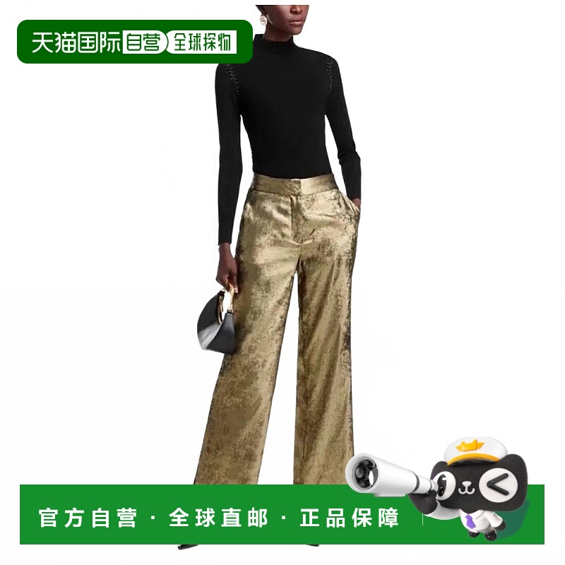 自营elie tahariHannah Gilded Wide Leg Trouser In Brushed Gol