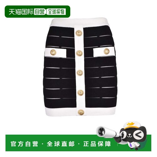 自营balmainKnit Mini Skirt - Black/White - black 美国奥莱直