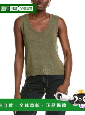 自营Max Studio低圆领背心-绿色 美国奥莱直发吊带