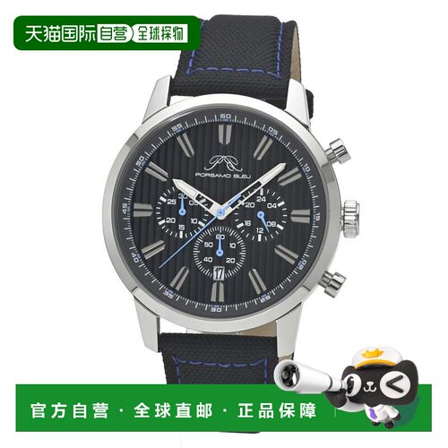 自营Porsamo Bleu Ryder计时帆布银色和黑色男士手表1521CRYF-银