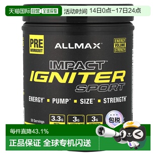 香港直邮ALLMAX,IMPACT Igniter Sport，锻炼前营养粉，桃子芒果1
