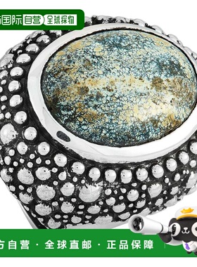 自营 King Baby 银色和斑点绿松石串珠纹理戒指 多色 美国奥莱直