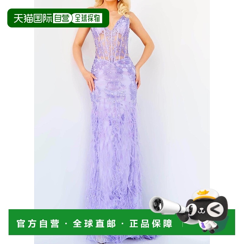 自营jovaniCorset Bodice V Neck Prom Gown In Lilac - lilac 美