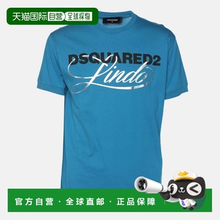 自营Dsquared2 Blue Jersey Logo Print T-Shirt - blue 美国奥莱
