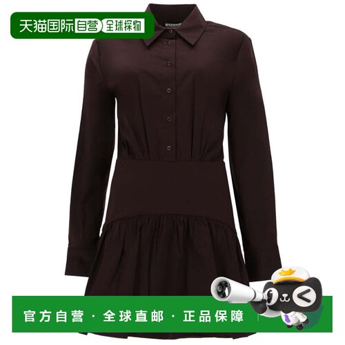 自营staudNeutrals Rocco Flared Gathered Cotton Mini Dress -