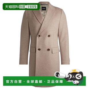 美国奥莱直发 浅棕色 自营boss羊毛羊绒修身 外套