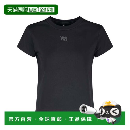自营alexander wang黑色Essential Shrunken Tee Puff Logo t恤-
