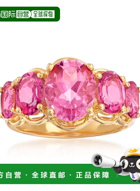 自营Ross-Simons 18kt 金粉红色托帕石 5 石戒指 - 粉红色 美国奥