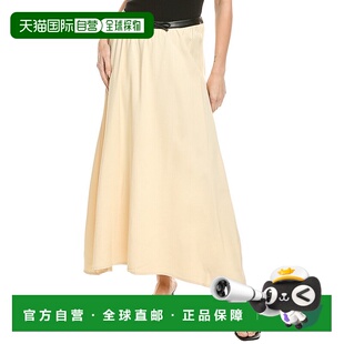 自营 WeWoreWhat Bow Linen-Blend Maxi Skirt - grey 美国奥莱直