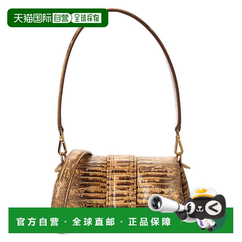自营Jacquemus Petit Bambimu Croc压花皮革肩包-棕色 美国奥莱直