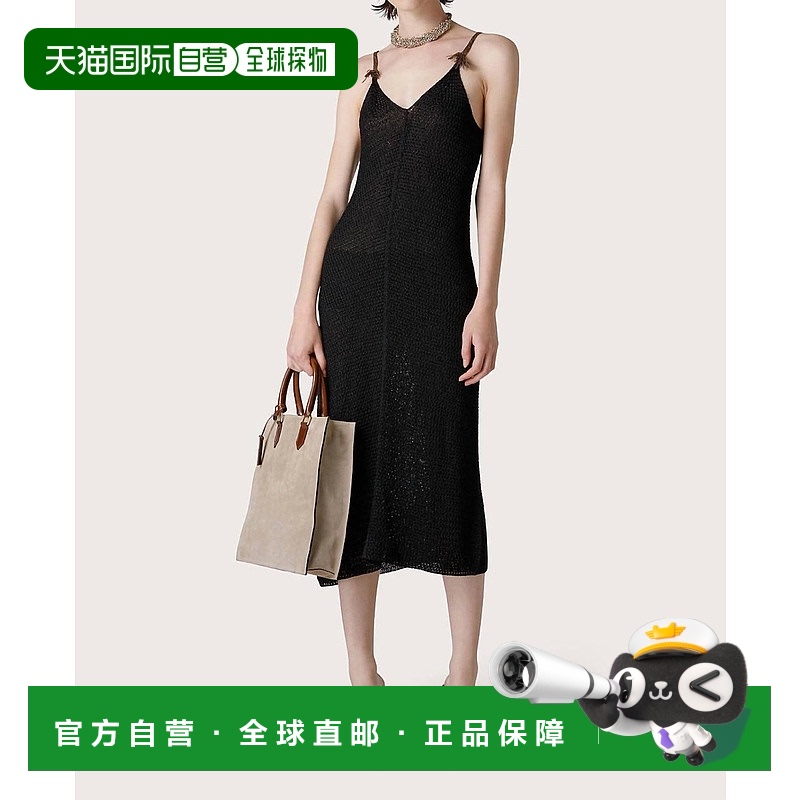 自营 seventy黑色细肩带V领连衣裙 美国奥莱直发