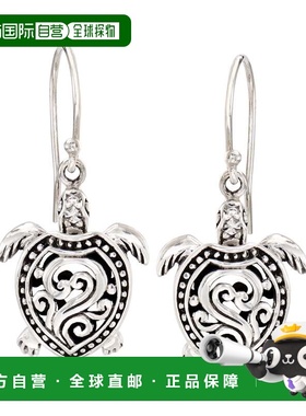 自营Ross-Simons Sterling Silver Filigree Turtle Drop Earring