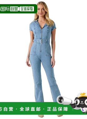 自营guessNikita Flared Denim Jumpsuit - light wash 美国奥莱
