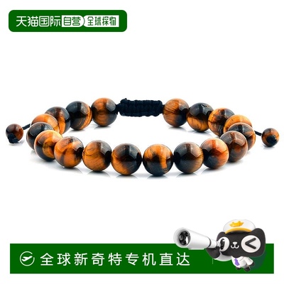 自营Crucible 洛杉矶虎眼石 10 毫米抛光天然石珠可调节手链 棕色