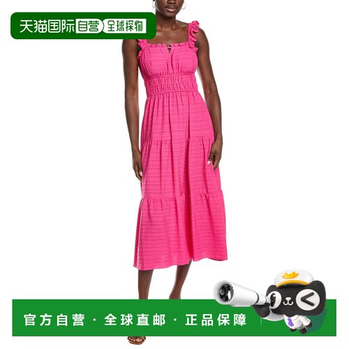 自营Maison Tara Solid Bubble Crinkle Midi Dress - pink 美国