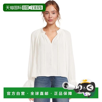 自营Women's Madewell Nayla Boho Top Winter White Split Tie N