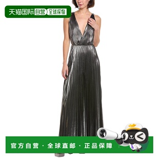 Lame Pleated Maxi Dress 美国奥莱直 自营Milly metallic Oria
