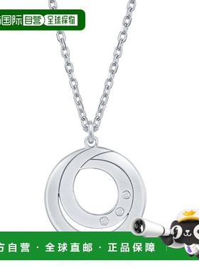 自营 simona925 纯银 0.015cttw 钻石双漩涡设计项链 - 银白色 美