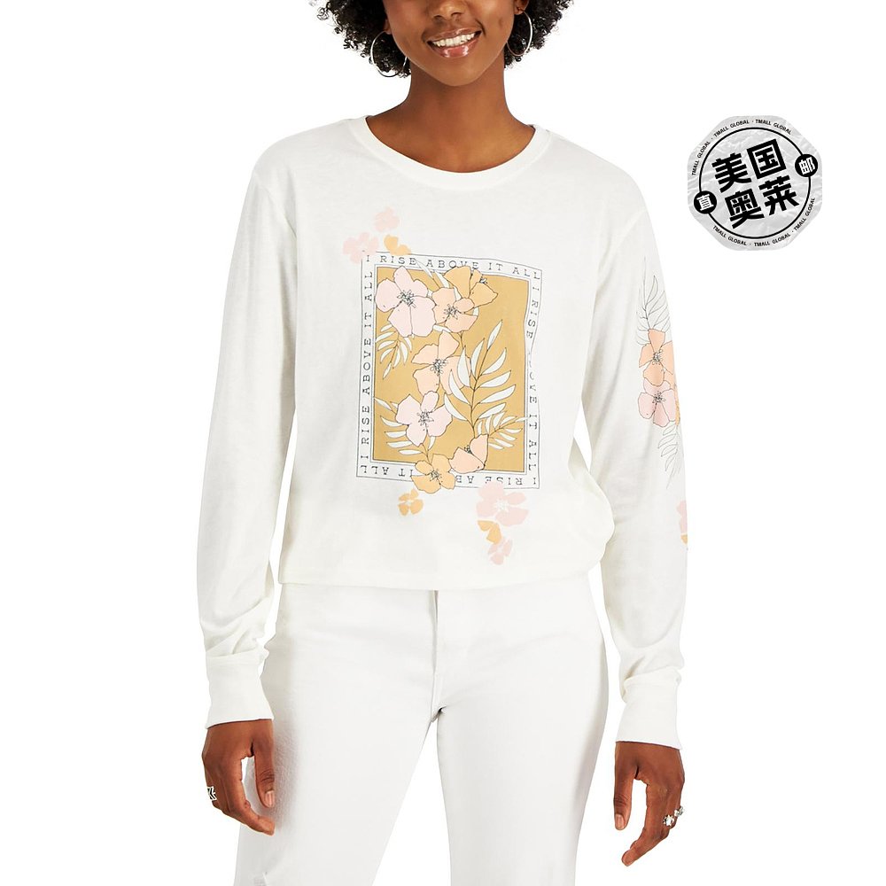 love tribeRise Above Womens Crewneck Floral Graphic T-Shirt