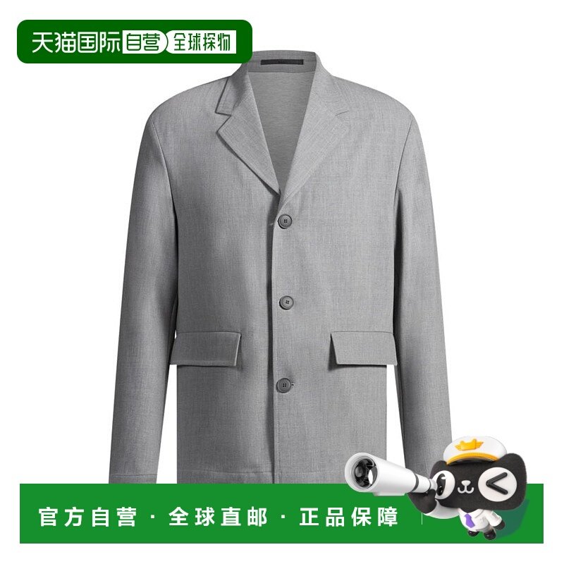 自营 bossRelaxed-fit jacket in bonded stretch fabric - grey