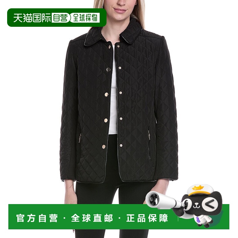 自营Jones New York Quilted Snap Front Jacket - black 美国奥