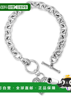 1h可退 【美国直邮】银色密镶徽标心形链式手链