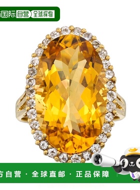 自营 ross-simons 罗斯-西蒙斯黄水晶和。 14kt 纯银白色托帕石戒