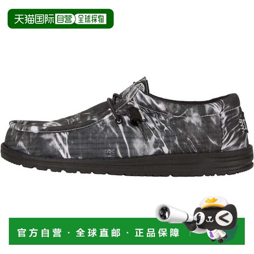 自营Hey Dude Wally 41790-001男士黑色Mossy Oak Moc脚趾一脚蹬S